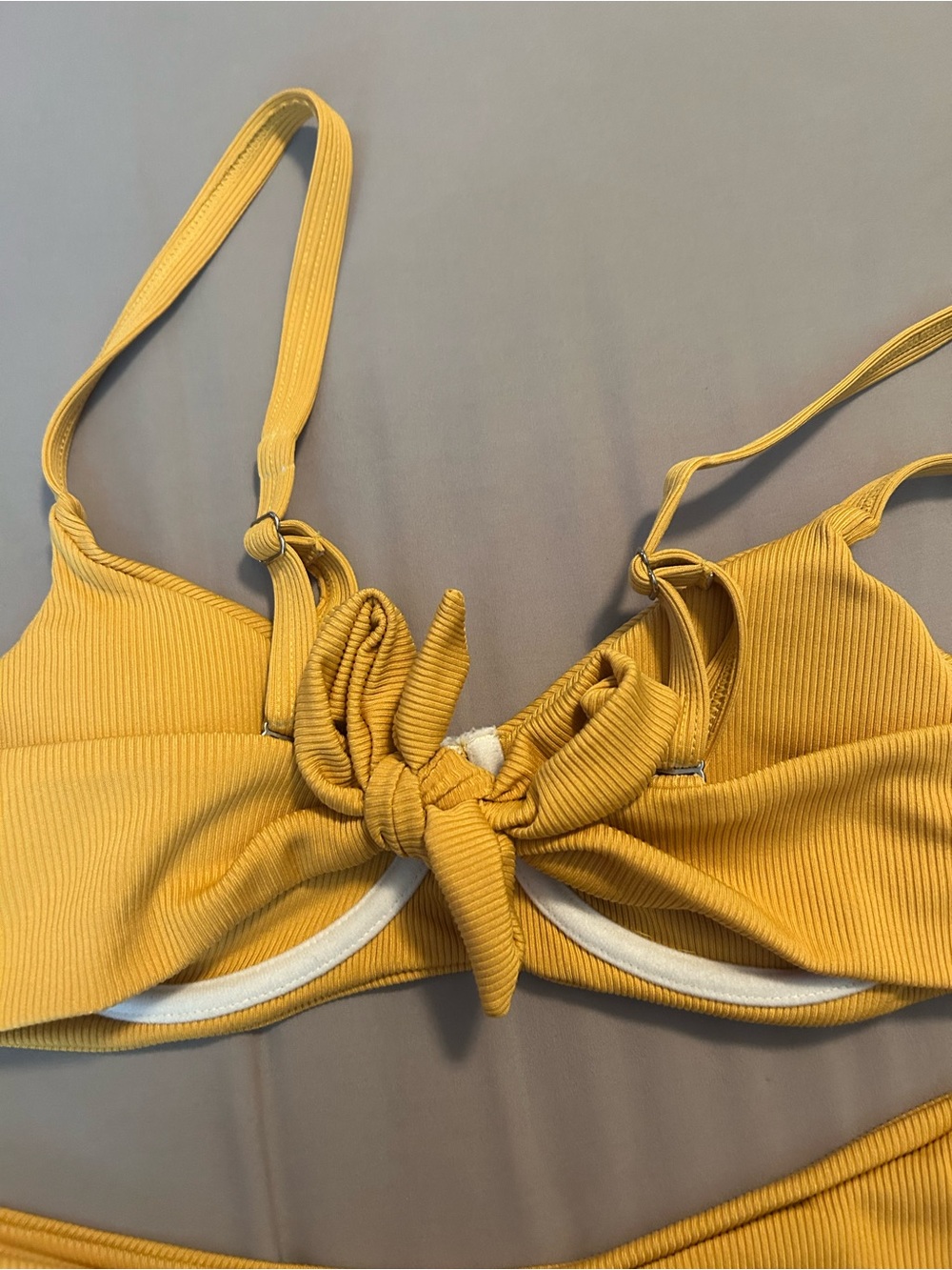 Zaful Yellow Ribbed Bikini Set - Picture 2 of 4